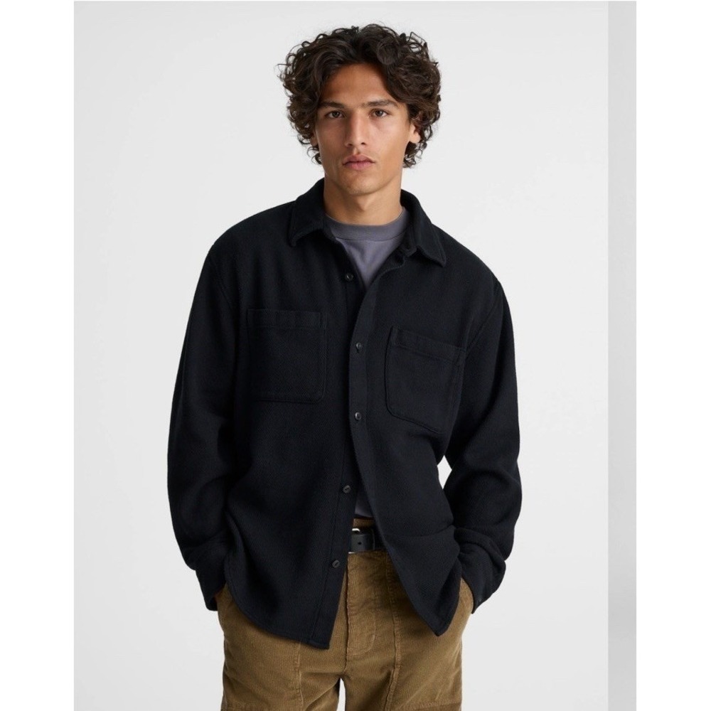 Madewell NWT Men's Midweight Flannel Button Up Shirt Jet Black Overshirt Large